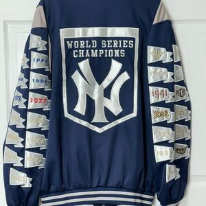 Yankees Championship Banner Jacket Warm Up Zip Front Coat Sleeve Banners XL Men